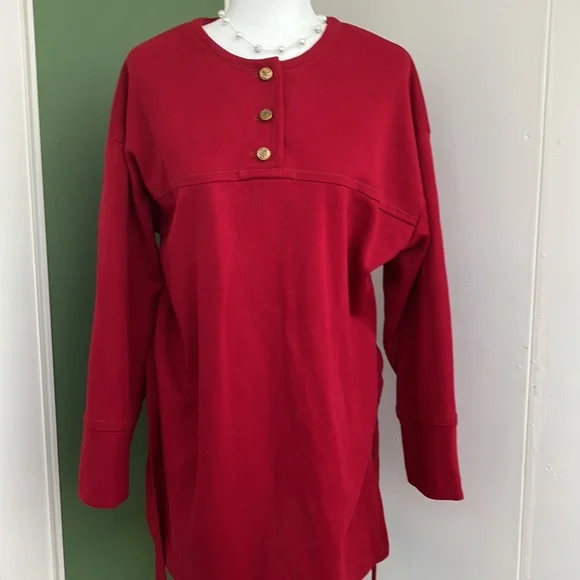 Vintage 60s 70s Red Tunic Mini Dress with Belt - Picture 5 of 7
